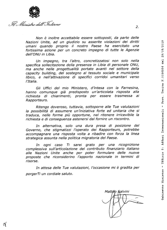 Decreto sicurezza bis, Salvini chiede a Conte «una ricognizione» dei