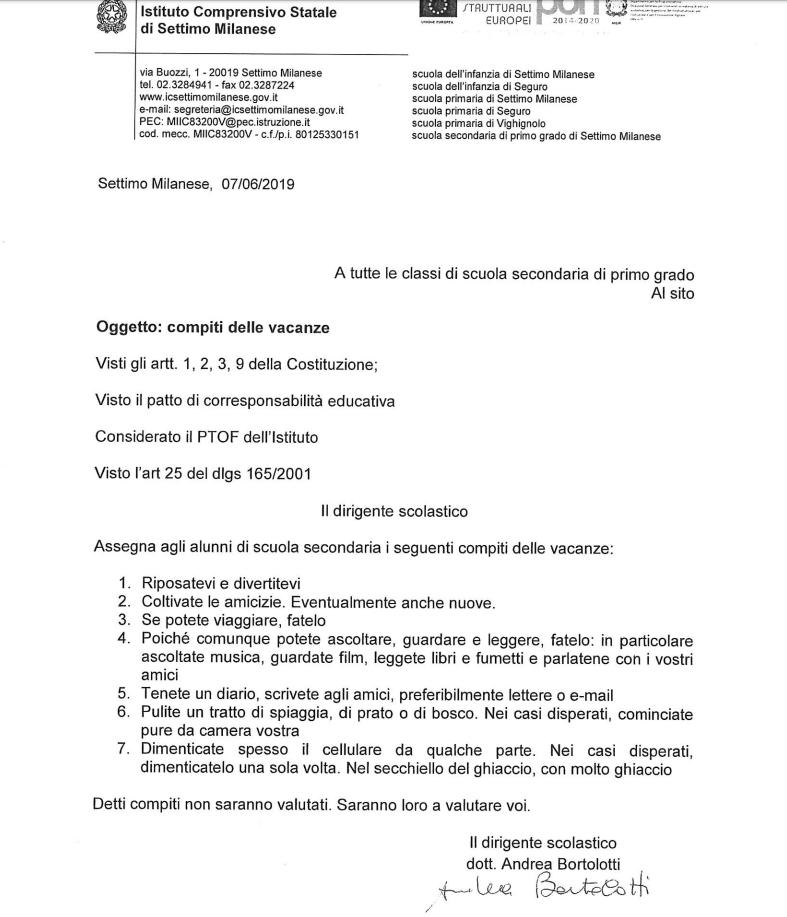 Lettera ad un preside