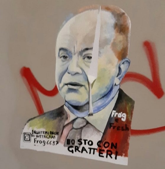 Sfregiata l’opera dell’artista di strada Frog a sostegno del procuratore Gratteri