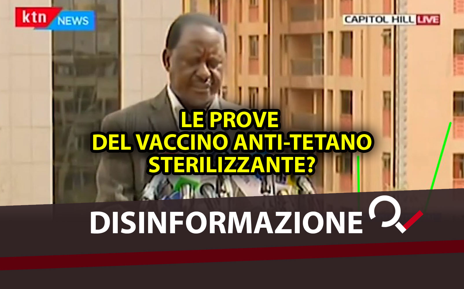 Il video dell'ex primo ministro keniota e il vaccino antitetano
