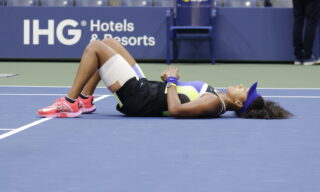 USA TENNIS US OPEN 2020 epa08665451 Naomi Osaka of Japan reacts after defeating Victoria Azarenka of Belarus to win the Women's Final match on the thirteenth day of the US Open Tennis Championships the USTA National Tennis Center in Flushing Meadows, New York, USA, 12 September 2020. Due to the coronavirus pandemic, the US Open is being played without fans and runs from 31 August through 13 September. EPA/JASON SZENES