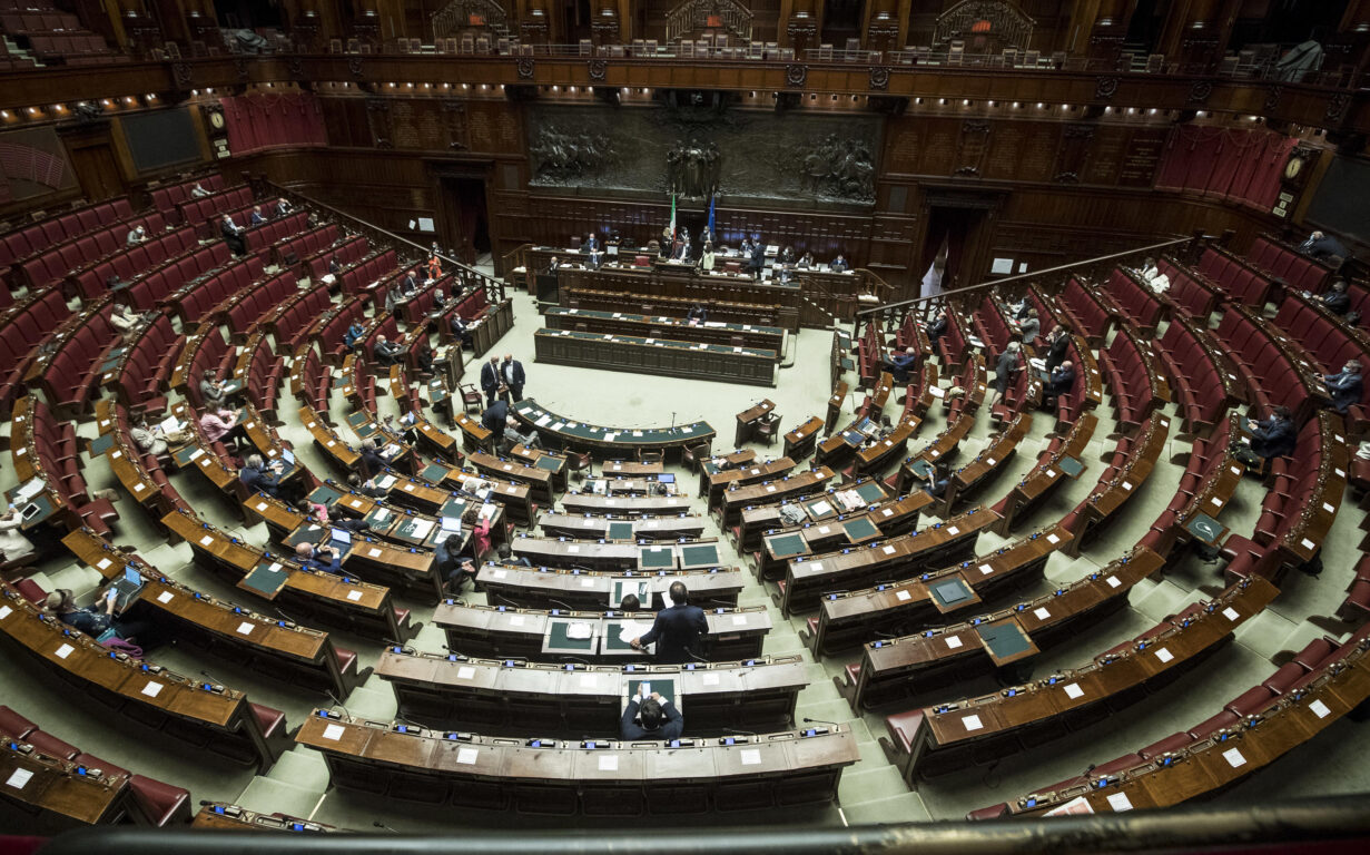Camera deserta durante le comunicazioni sulle misure di contenimento per evitare la diffusione del Covid -19, Roma, 6 ottobre 2020