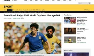 Il ricordo di Paolo Rossi del sito della Bbc Il ricordo di Paolo Rossi del sito della Bbc