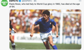 Il ricordo di Paolo Rossi della Espn Il ricordo di Paolo Rossi della Espn