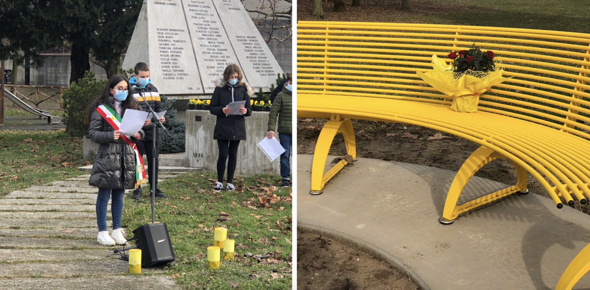 Quattro panchine gialle nel parco scolastico di Fiumicello per ricordare Giulio Regeni – Il video Quattro panchine gialle nel parco scolastico di Fiumicello per ricordare Giulio Regeni – Il video
