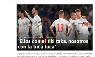 La home page del quotidiano As dopo la sconfitta della Spagna contro l'Italia La home page del quotidiano As dopo la sconfitta della Spagna contro l'Italia