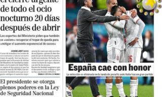 La prima pagina del quotidiano El Mundo dopo Italia-Spagna La prima pagina del quotidiano El Mundo dopo Italia-Spagna