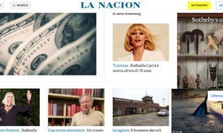 La notizia della morte di Raffaella Carrà su La Nacion La notizia della morte di Raffaella Carrà su La Nacion