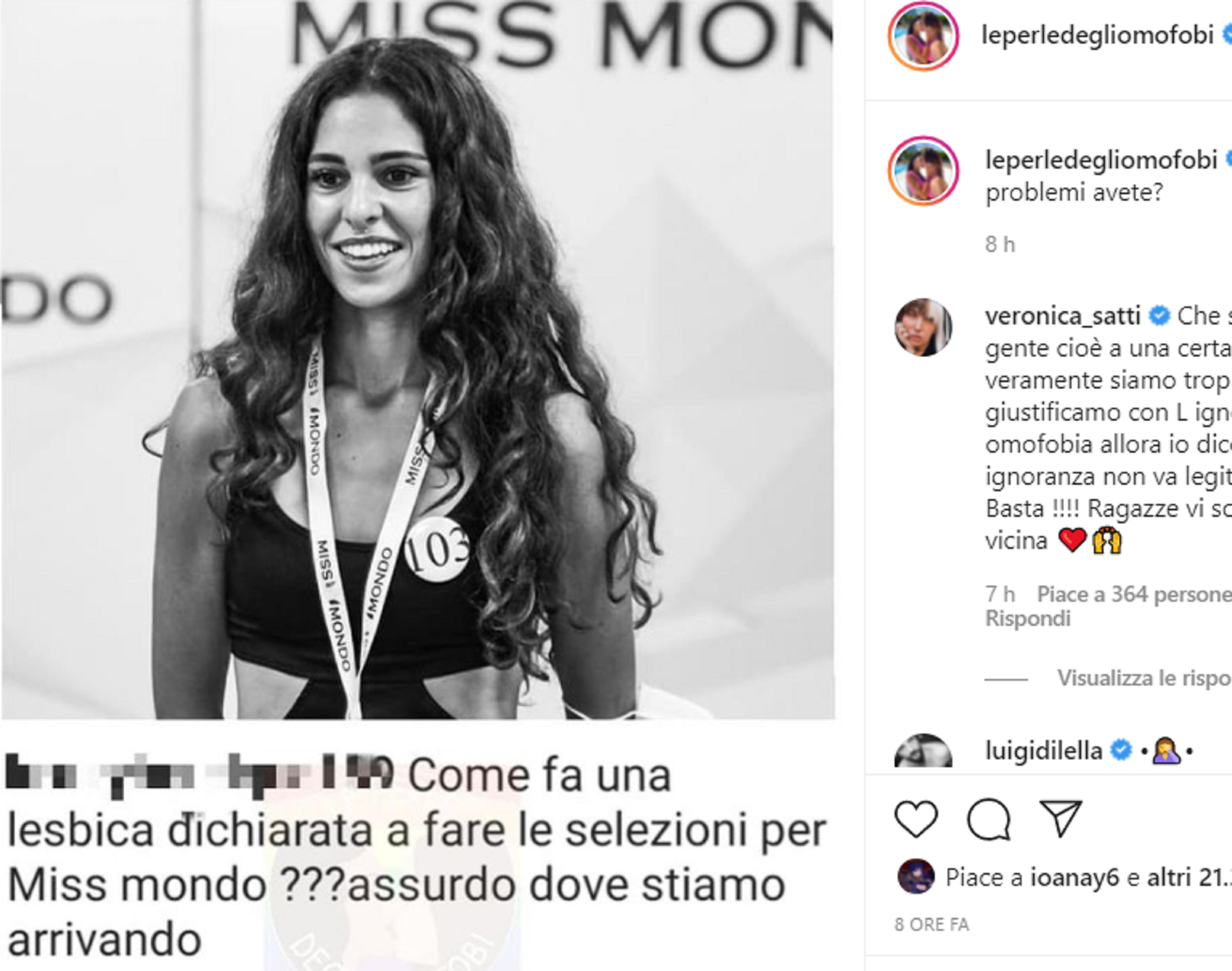 «Sei passata solo perché sei lesbica»: l’odio omofobo contro la finalista di Miss mondo Italia e la fidanzata ...